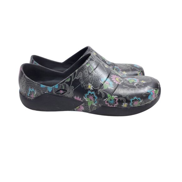 Anywear Women's Size 9 Professional Clogs Black Floral - Picture 3 of 7